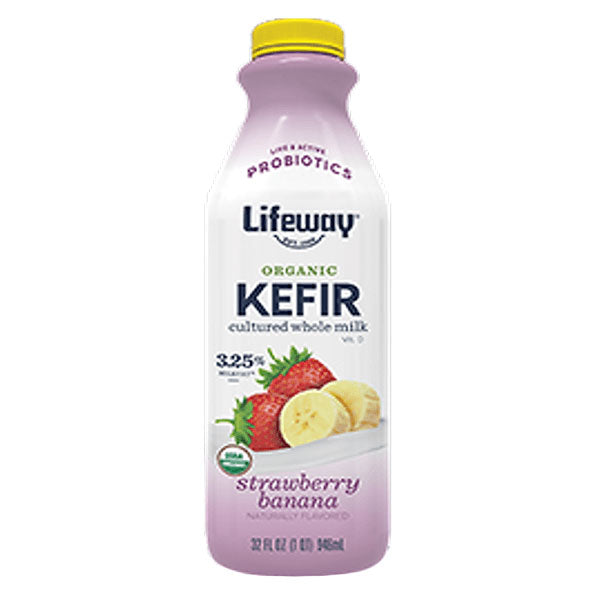 Organic Kefir Whole Milk Strawberry and Banana – 32 fl oz (946ml)